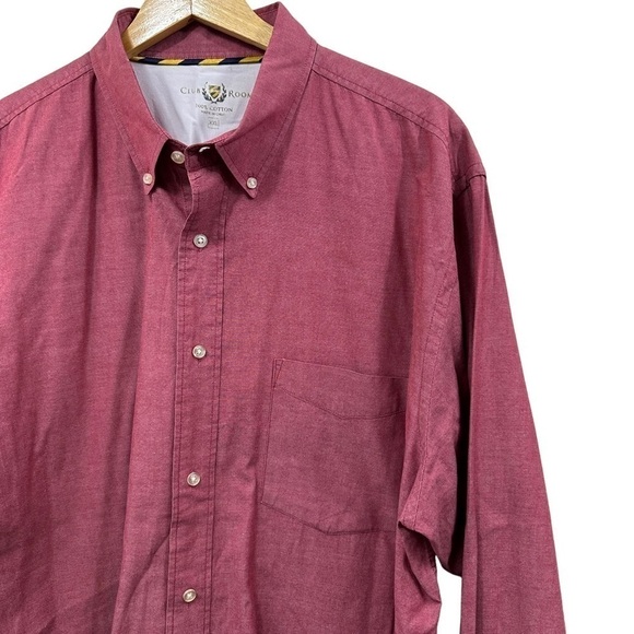 Men's Club Room Maroon Red Button Down Casual Dress Shirt, XXL - Picture 3 of 6